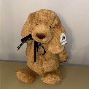 Jellycat Plush Brown Dog with Black Ribbon (15”)